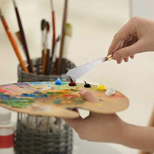 Palette Knife Set Spatula Pallet Knives Stainless Steel Painting Knife Mixing Scraper Oil Painting Accessories Paint Metal Knives Wood Handle for Art Acrylic Draw Color Mixing Supplies(2 Pieces)