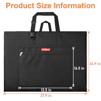 GOTIDEAL Large Art Portfolio Bag, 24x36 Inches Waterproof Art Portfolio Case with Shoulder & Handle Carry, Storage Carrying Bag for Professional Artwork Sketch Drawing Canvas Photography Poster - size: 24"x36"