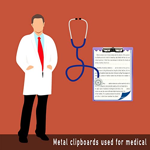 Purple Aluminum Metal Clipboard Purple Pen Holder Writing Low-Profile Clip Board Size A4 9" x 12.6" with Sticky Note for School Office Business Medical Professionals Workshop Factory - style: Purple
