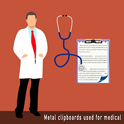 Purple Aluminum Metal Clipboard Purple Pen Holder Writing Low-Profile Clip Board Size A4 9" x 12.6" with Sticky Note for School Office Business Medical Professionals Workshop Factory - style: Purple