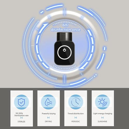 Bathroom Toothbrush Holders - Smart Drying and Cleaning, Solar Charging, Small Toothbrush and Cup Storage Rack, Stylish Bathroom Decor and Accessories for Home and RV (Gray)
