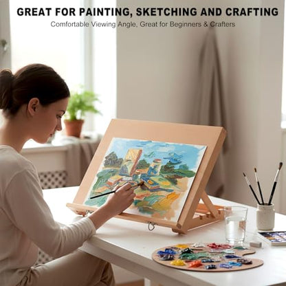 16.5"x12" Beechwood Tabletop Easel with Paint and Sketch Papers,Mask Tape | Portable Adjustable Art Easel with Detachable Strap, Drawing Board for Painting, Sketching and Diamond Art - style: A3