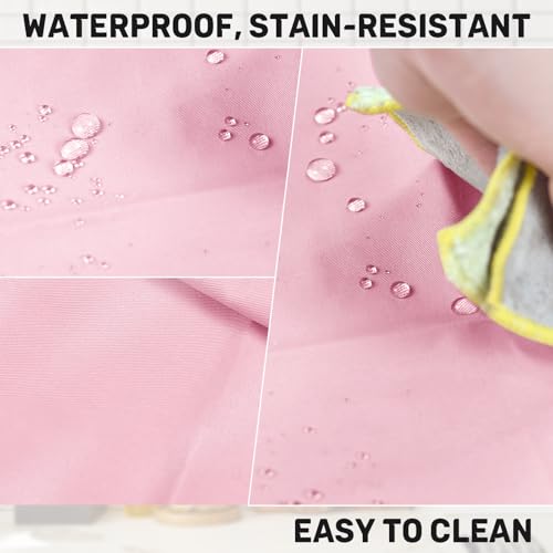 2 Pack Plus Size Waterproof Cooking Chef Apron with 2 Pockets for Men Women - color: Pink