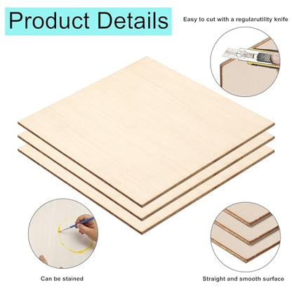 18 Pack Basswood Sheets - 6x6 Inch x 1/16 Inch Thick Plywood Balsa Wood Squares for Crafts, Laser Cutting, Wood Burning and Drawing - size: 6 x 6 inch