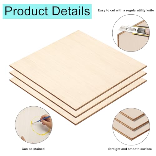 6 Pack Basswood Sheets 12x12 x 1/16 Inch Thin Plywood Balsa Wood Sheets Unfinished Wood Squares Boards Balsa Wood Sheets for Crafts Laser Cutting Wood Burning and Drawing (12 x 12 inch-6pcs) - size: 12 x 12 inch-6pcs