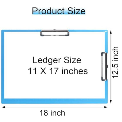Acocony 11x17 Clipboard Double Clip Extra Large Clipboard Low Profile Clip 11 x 17 Clipping Board Plastic Blue Pack of 1