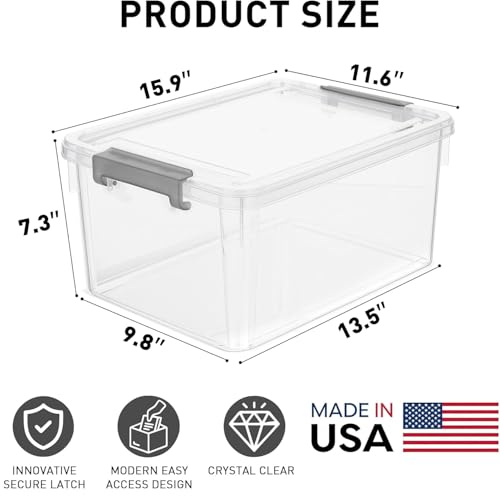 Citylife 17 QT Plastic Storage Bins with Lids Latching Stackable Storage Containers for Organizing Large Clear Storage Box for Garage, Craft, Toys, Closet, Home, 1 Pack - size: 1 Pack-17QT-N