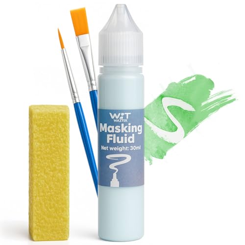 Blue Masking Fluid for Watercolor Painting 30ml, Fast-Drying, Easy Peel, Prevent Staining, Reserve Paper Highlights - color: Blue