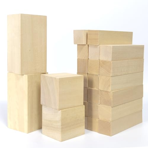 Ninekong 24PCS Basswood Carving Blocks with 3 Sizes，Whittling Wood Carving Kit,Soft Basswood for Carving(4"x1"x1",4"x2"x2",2"x2"x2") - size: 24 pieces in 3 sizes