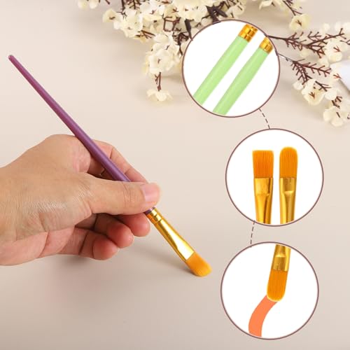 PATIKIL Paint Brushes Set, 100Pcs Acrylic Paint Brush Nylon Hair for Watercolor Oil Painting Miniature Detailing Rock Painting, Green - color: Green