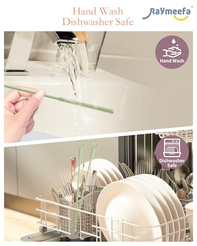 Straw Cleaner Brush Set - Raymeefa Scratch-Free Detail Cleaning for Reusable Straws & Tumblers (Avocado Green) - color: Avocado Green