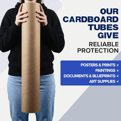 5" x 30" Reinforced Kraft Paper Mailing Tube, Pack of 1 Tube with 2 Caps – Secure USPS Approved – Cardboard Poster Mailer for Shipping and Storing of Prints, Artwork, Posters, or Documents