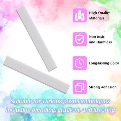 Watersay 24 Pcs Soft Pastel Drawing Chalk Set Square Sketch Chalk Non-toxic Artist Pastel Sticks for Professional Artists and Art Lovers(60 x 8 x 8 mm,White) - color: White