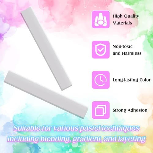 Watersay 24 Pcs Soft Pastel Drawing Chalk Set Square Sketch Chalk Non-toxic Artist Pastel Sticks for Professional Artists and Art Lovers(60 x 8 x 8 mm,White) - color: White