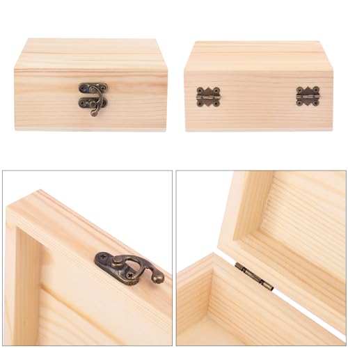 GNIEMCKIN 14 Pack Wooden Box, Unfinished Unpainted Wood Boxes for Crafts, DIY Projects, and Jewelry Storage (4.7x4.7x2 inch) - size: 14 Pack (4.7x4.7x2 inch)