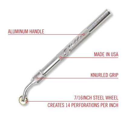 Excel Blades 7/16 inch Pounce Wheel, American Made Serrated Tracing Wheel, Perforator and Embossing Tool - color: Silver