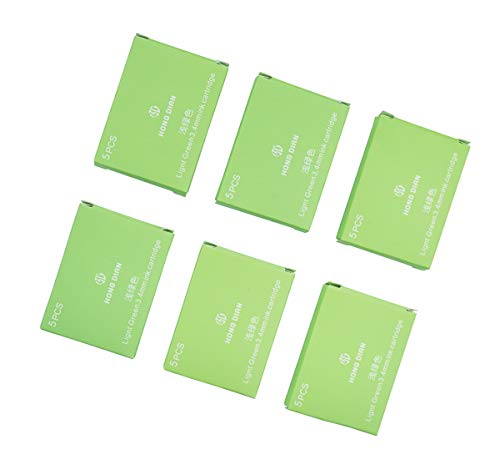 Asvine Fountain Pen Ligth Green Ink Cartridges, Set of 30 Refill Ink Cartridges, 3.4 mm Bore Diameter - color: Light Green