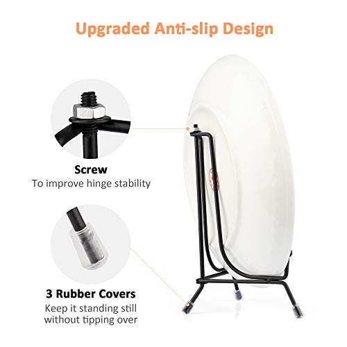Mocoosy 6 Pack 3 Size Improved Anti-Slip Plate Stands for Display, 4 6 8 Inch Plate Holder Display Stands, Black Iron Wire Easel Frame Stand for Pictures, Photos, Decorative Platter, and Table Art