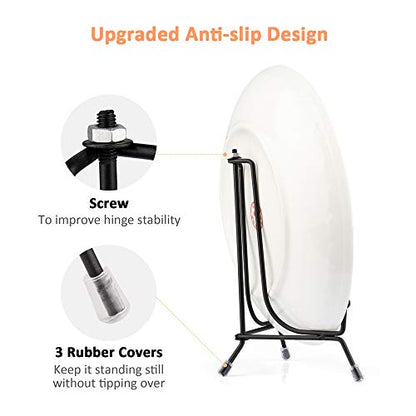 Mocoosy 6 Pack 3 Size Improved Anti-Slip Plate Stands for Display, 4 6 8 Inch Plate Holder Display Stands, Black Iron Wire Easel Frame Stand for Pictures, Photos, Decorative Platter, and Table Art