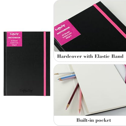 CuppaClip Sketch Book Hardcover Drawing Pad 300GSM Acid-Free Paper Spiral Bound Sketchbook 50 Sheets/100 Pages Art Supplies (Hardcover, 8.3x11.8in) - color: Hardcover, size: 8.3x11.8in