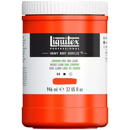 Liquitex Professional Heavy Body Acrylic Paint, 32-oz (946ml) Pot, Cadmium Free Red Light - color: Cadmium Free Red Light, style: 32-oz Pot