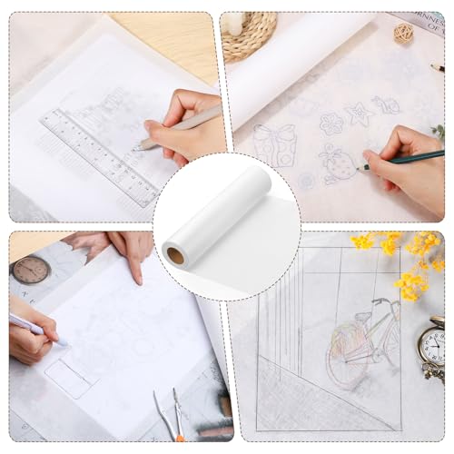Tracing Paper Roll 24in x 50yd, White Trace Paper Pattern Paper Translucent Tracing Paper for Sewing, Drawing, Sketching, Gift Wrapping - size: 24in x 50yd