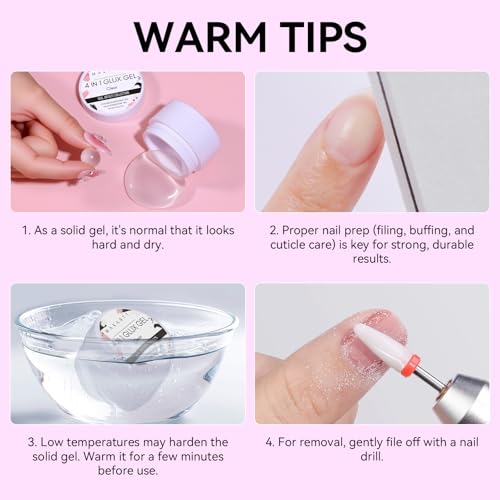 Makartt 3D Gel Nail Art: Clear Solid Builder Nail Gel 4 in 1 Non-sticky for Extension Shaping Strengthen Building, 3D Sculpting Hard Gels UV/LED Lamp Required 15ml - color: Clear