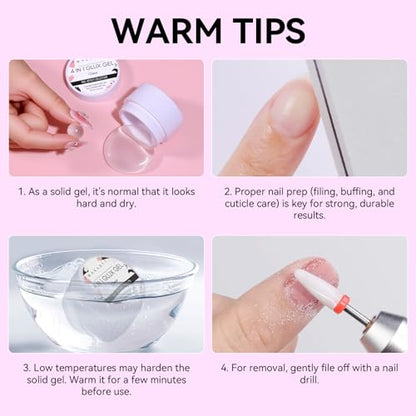 Makartt 3D Gel Nail Art: Clear Solid Builder Nail Gel 4 in 1 Non-sticky for Extension Shaping Strengthen Building, 3D Sculpting Hard Gels UV/LED Lamp Required 15ml - color: Clear