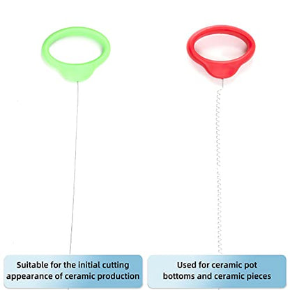 Pottery Wire Tool, Green and Red Handle Standard Clay Wire Cutter for Pottery Wheel and Clay Artists, Pottery Wire Tool Widely Used in Pottery Wheel and Clay Cutting Sculpting Pottery Wire Tools - color: Green and Red