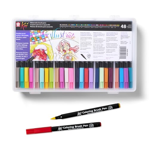 SAKURA XBR-48SA 48-Piece Koi Assorted Coloring Brush Pen Set - color: 48 Color Set