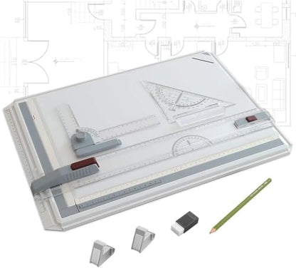 Japard A3 Drafting Board Portable Drawing Board Metric Multi-Function Portable Table with Ruler, Angle Adjustable Measuring System Art Christmas Gift