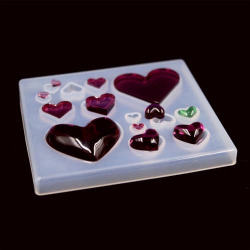 3Pcs Heart Earring Resin Mold for DIY Craft, Cavity Heart Silicone Mold for Keychain Pendant, Heart Shape Epoxy Resin Mold for Jewelry Necklace Bead and DIY Pendant Necklace,Heart Jewelry Casting Mold