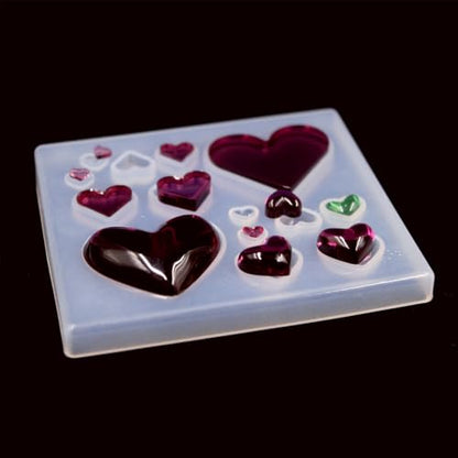 3Pcs Heart Earring Resin Mold for DIY Craft, Cavity Heart Silicone Mold for Keychain Pendant, Heart Shape Epoxy Resin Mold for Jewelry Necklace Bead and DIY Pendant Necklace,Heart Jewelry Casting Mold