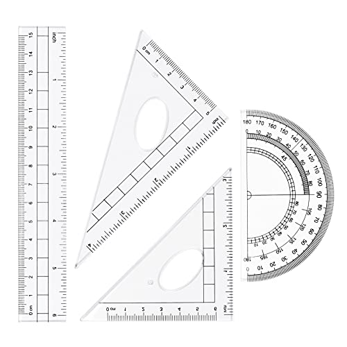 Unjoo Math Geometry Kit Sets 10 Piece Student Supplies with Shatterproof Storage Box,Includes Rulers,Protractor,Compass,Eraser,Pencil Sharpener,Lead Refills,Pencil,for Drafting and Drawings（Green） - color: Green