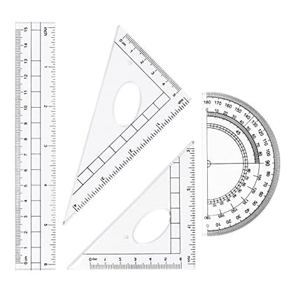 Unjoo Math Geometry Kit Sets 10 Piece Student Supplies with Shatterproof Storage Box,Includes Rulers,Protractor,Compass,Eraser,Pencil Sharpener,Lead Refills,Pencil,for Drafting and Drawings（Green） - color: Green