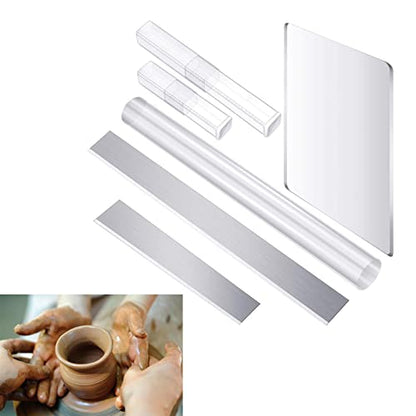 6 Pieces Clay Tools Set Acrylic Rolling Pin Acrylic Sheet Clay Professional Shaping Sculpting Tools Roller Pin Set with Sheet Cutter
