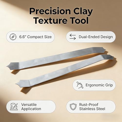 Dragon Scale Fish Scale Sculpting Tools for Modeling Clay, 2PCS Stainless Steel Pottery Texture Tool, Double Ended Curved Cutter for Dragon, Snake & Mermaid Tail Detailing | 6.6 x 0.7 x 0.4 Inches