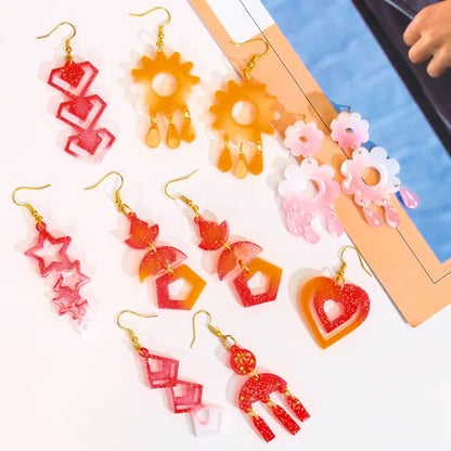 20 Pairs Valentine's Day Resin Earring Mold Love Heart Silicone Resin Earring Molds Casting Epoxy Earring Molds Silicone Earring Mold with 200 Earring Hook Kit for DIY Crafts Jewelry Making Keychains - color: White