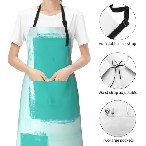 KKdskkds Tribal Boho Geometric Multi-Purpose Adjustable Waterproof Apron With Pocket For Men Women - color: Teal Grey Painting