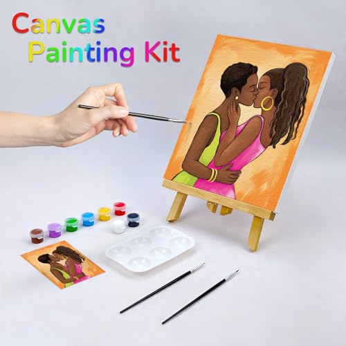 Canvas Painting Kit Pre Drawn Canvas for Painting for Adults Lesbian Couple Stuff Pride Rainbow LGBT Party Kits Paint and Sip Party Supplies 8x10 Paint Art Set (Pack of 2) - size: 8x10 (Pack of 2), style: Lesbian Couple