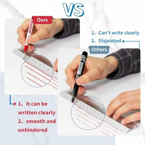 12 PCS Long Head Deep Hole Marker Pens,20mm Long Nib Marker, Longs Nose Markers, Waterproof Construction Markers Marking Tool,Permanent Markers Carpenter Ink marker Pens,Metal marking Pens 02 - color: 12PCS-20MM-Red/Blue/Black
