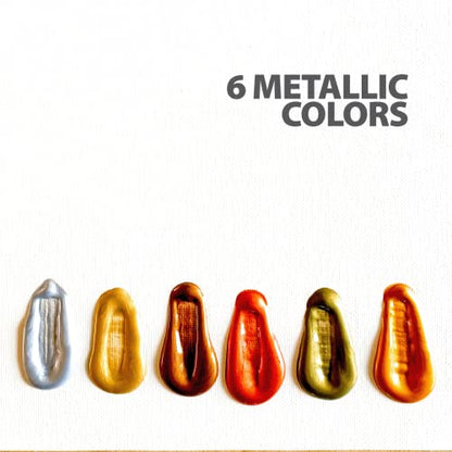 milo Metallic Acrylic Paint Set of 6 Colors | 8 oz Bottles | Student Metallic Colors Acrylics Painting Pack | Made in the USA | Non-Toxic Arts & Crafts Paints for Artists & Hobby Painters - style: Metallic Set 6 x 8 oz