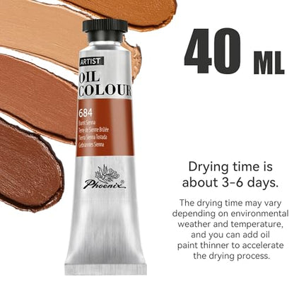 PHOENIX Raw Umber Oil Paint - 40ml / 1.35 Fl oz. Single Tube - Artist Quality Oil Based Paint for Professionals - color: Raw Umber