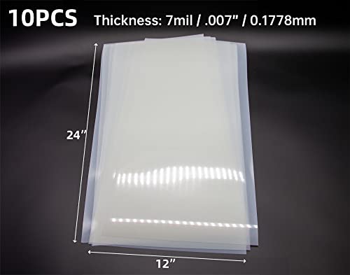 7mil Blank Mylar Sheets for Stencil,10PCS 12X24 inch Milky Translucent PET Blank Stencils Sheets, Template Material for Cutting Machines, Laser Cutting, Food-Safe Craft Plastic - size: 7mil, 12" x 24", 10 Pack