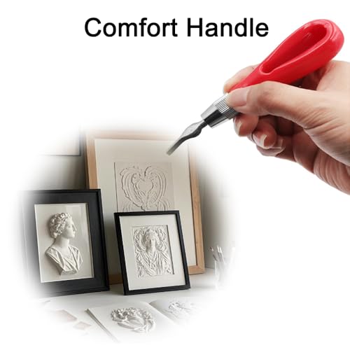 TopHomer 12PCS Linoleum Cutter – 6 Assorted Lino Cutters Includes Plastic Storage Handle, for Block Printing