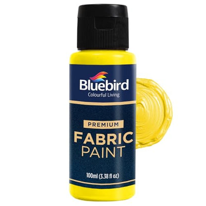 BLUEBIRD Fabric Paint, Lemon Yellow, 3.4 Fl Oz, Permanent Fabric Paints for Clothes, Furniture Upholstery - color: Lemon Yellow, size: 3.4 Fl Oz (Pack of 1)