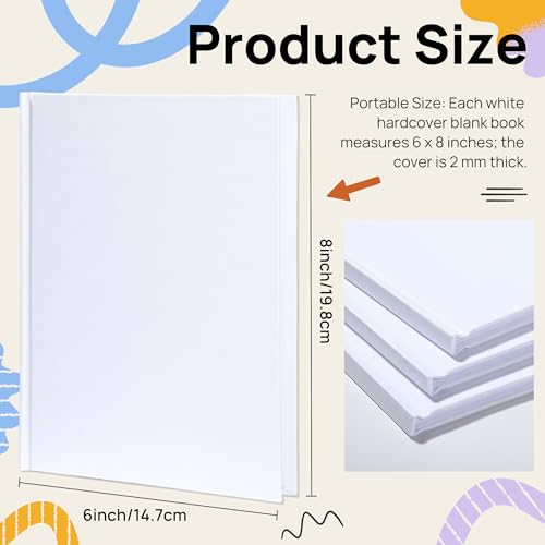 miikoul 12 Pack Hardcover Blank Book,100GSM White Blank Books for Kids to Write Stories,40 Pages 6x8 Inch Blank Page Journal Make Your Own Book Ideal for Teens Reading Writing Drawing Guestbook - color: White-6*8inch