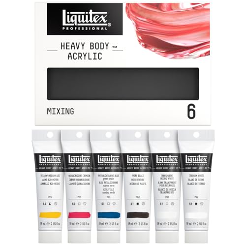 Liquitex Professional Heavy Body Acrylic Paint, 6 x 59ml (2-oz) Mixing Primary Color Set,Blue,Ivory,White - style: Mixing Set 6 x 59ml (2-oz)