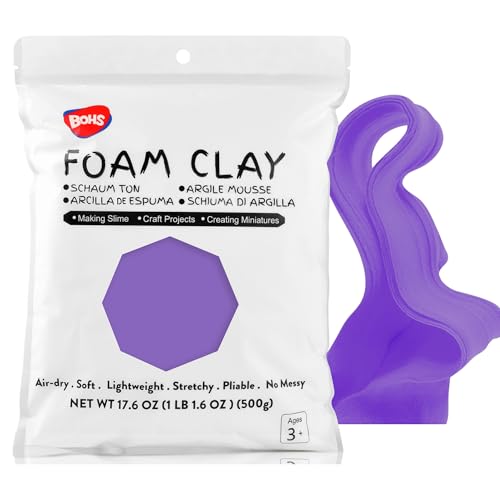 BOHS Violet Modeling Foam Clay - 1.1 Lbs, Squishy,Soft, Air Dry -for Flower Mirror,Cosplay,Fake Bake, Slime Supplies-500g - color: Violet, size: 500 g