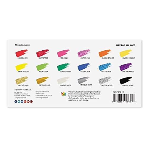 KINGART Washable Tempera Paint, 18 Unique Colors, 60ml (2oz) Poster Paint, Art Supplies for Finger Painting, School Projects, and Crafting